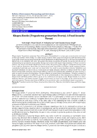 Khapra Beetle (Trogoderma Granarium Everts): a Food Security Threat