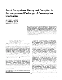 Social Comparison Theory and Deception in the Interpersonal Exchange of Consumption Information
