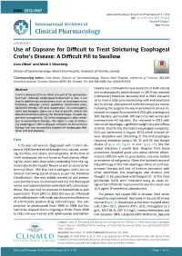 Use of Dapsone for Difficult to Treat Stricturing Esophageal Crohn's