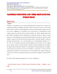 Gandhian Principles and Their Relevance for World Peace