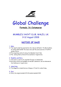 Global Challenge Formula 16 Catamaran
