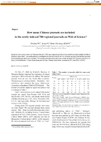 How Many Chinese Journals Are Included in the Newly Indexed 700 Regional Journals on Web of Science?