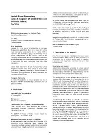 Jodrell Bank Observatory Relevant Sections of This Evaluation Report