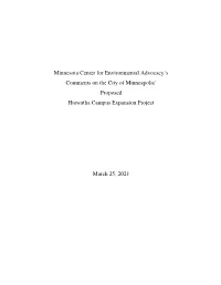 MCEA Comment on Hiawatha Campus Expansion Project.Pdf