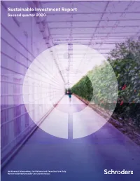 Sustainable Investment Report Second Quarter 2020