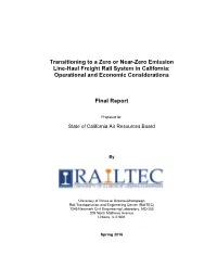 Transitioning to a Zero Or Near-Zero Emission Line-Haul Freight Rail System in California: Operational and Economic Considerations