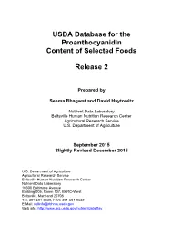 USDA Database for the Proanthocyanidin Content of Selected Foods