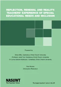 Teachers' Experience of Special Educational Needs and Inclusion