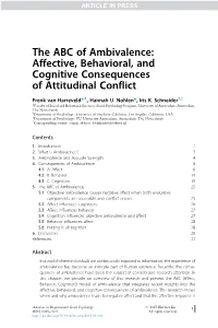 The ABC of Ambivalence: Affective, Behavioral, and Cognitive Consequences of Attitudinal Conflict
