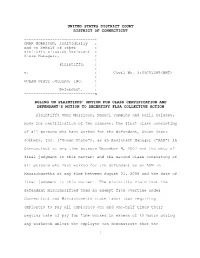 X OMAR MORRISON, Individually : and on Behalf of Other : Similarly Situated Assistant : Store Managers, : : Plaintiffs, : : V