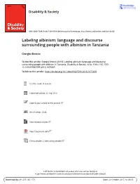 Language and Discourse Surrounding People with Albinism in Tanzania