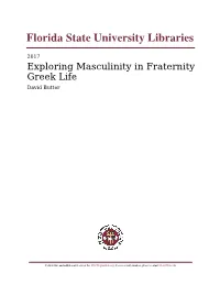 Exploring Masculinity in Fraternity Greek Life David Butter