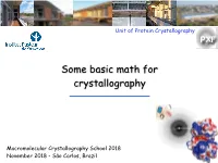 Some Basic Math for Crystallography