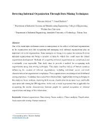 Detecting Informal Organization Through Data Mining Techniques