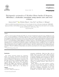Phylogenetic Systematics of Mylabris Blister Beetles (Coleoptera, Meloidae): a Molecular Assessment Using Species Trees and Total Evidence
