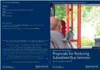 Proposals for Reducing Subsidised Bus Services