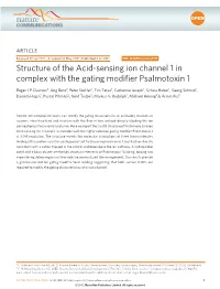 Structure of the Acid-Sensing Ion Channel 1 in Complex with the Gating Modiﬁ Er Psalmotoxin 1
