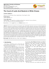 The Count of Lactic Acid Bacteria in White Cheese