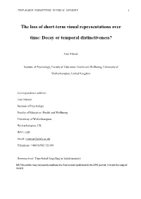 The Loss of Short-Term Visual Representations Over Time: Decay Or