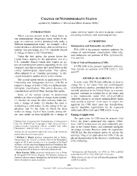 CHANGE of NONIMMIGRANT STATUS Updated by Matthew I