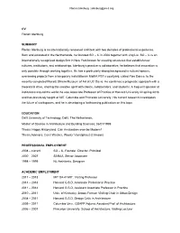 CV Florian Idenburg SUMMARY Florian Idenburg Is an Internationally Renowned Architect with Two Decades of Professional Experienc