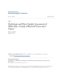 Hydrologic and Water Quality Assessment of Miller Run: a Study of Bucknell University’S Impact Alison C