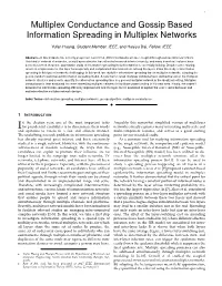 Multiplex Conductance and Gossip Based Information Spreading in Multiplex Networks