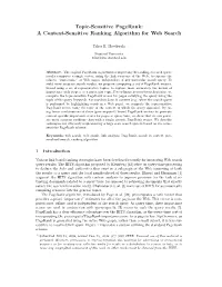 Pagerank: a Context-Sensitive Ranking Algorithm for Web Search