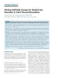 Piloting Self-Help Groups for Alcohol Use Disorders in Saint Vincent