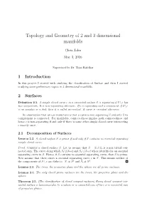 Topology and Geometry of 2 and 3 Dimensional Manifolds
