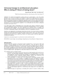 Universal Design in Architectural Education: Who Is Doing It? How Is It Being Done?