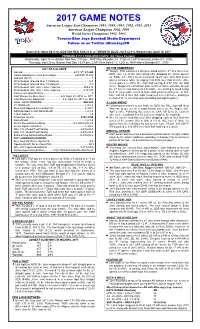 2017 Game Notes