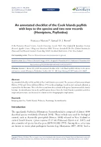 An Annotated Checklist of the Cook Islands Psyllids with Keys to the Species and Two New Records (Hemiptera, Psylloidea)