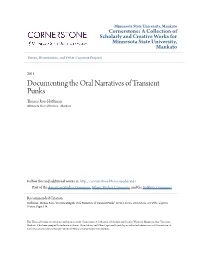 Documenting the Oral Narratives of Transient Punks Thomas Ross Heffernan Minnesota State University - Mankato