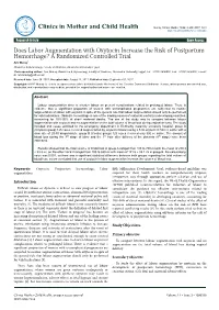 Does Labor Augmentation with Oxytocin