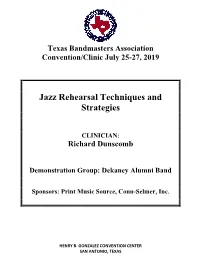 Jazz Rehearsal Techniques and Strategies