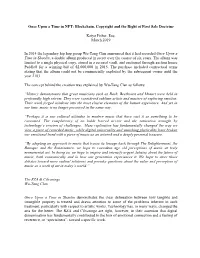 Once Upon a Time in NFT: Blockchain, Copyright and the Right of First Sale Doctrine