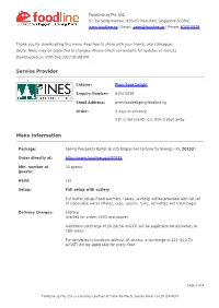 Service Provider Menu Information
