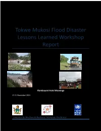 Tokwe Mukosi Flood Disaster Lessons Learned Workshop Report