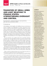 Transfers of Small Arms and Light Weapons to Fragile States
