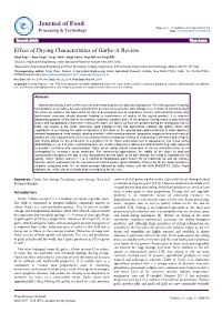 Effect of Drying Characteristics of Garlic-A Review
