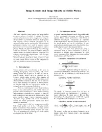 Image Sensors and Image Quality in Mobile Phones