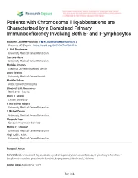Patients with Chromosome 11Q-Abberations Are Characterized by a Combined Primary Immunodefciency Involving Both B- and T-Lymphocytes