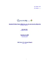 SEC Form 17-A (Annual Report) (Form Type)