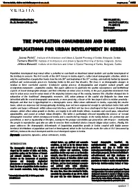 The Population Conundrums and Some Implications for Urban Development in Serbia