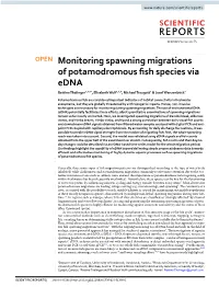 Monitoring Spawning Migrations of Potamodromous Fish Species Via Edna