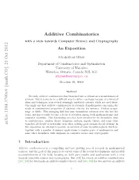 Additive Combinatorics with a View Towards Computer Science And