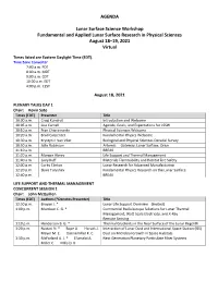 AGENDA Lunar Surface Science Workshop Fundamental and Applied Lunar Surface Research in Physical Sciences August 18–19, 2021 V