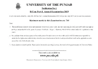 B.Com Part-I Annual Examination 2019