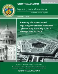 Report No. DODIG-2019-044 for OFFICIAL USE ONLY